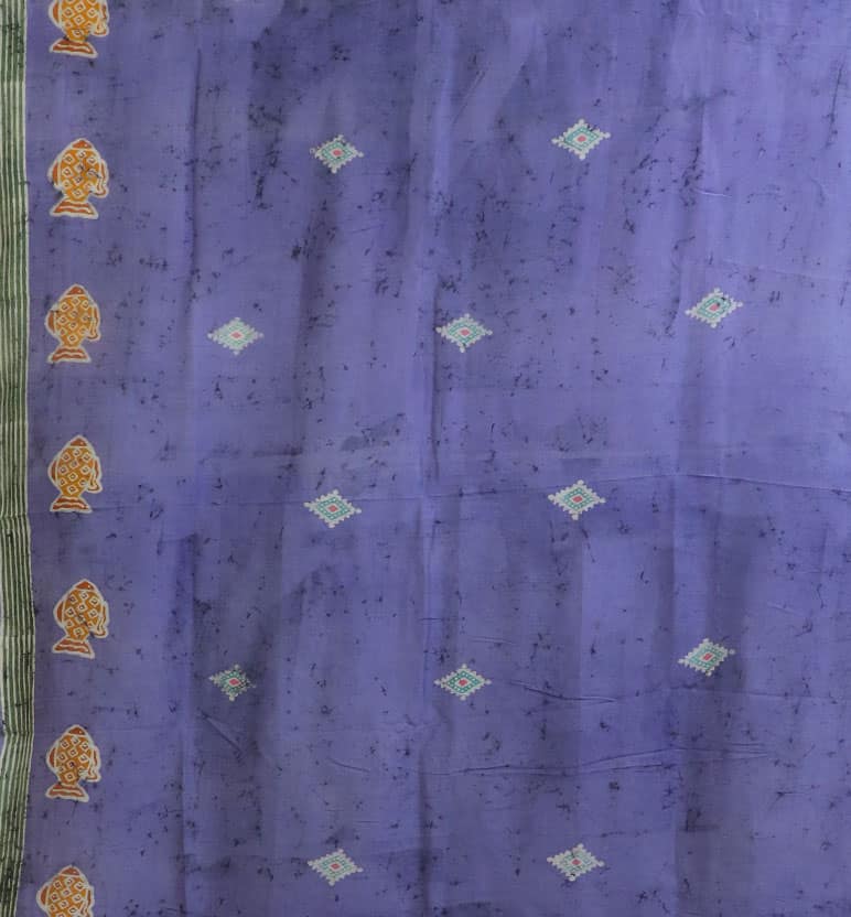 Handcrafted Batik Print Maheshwari Cotton By Silk Saree view 3