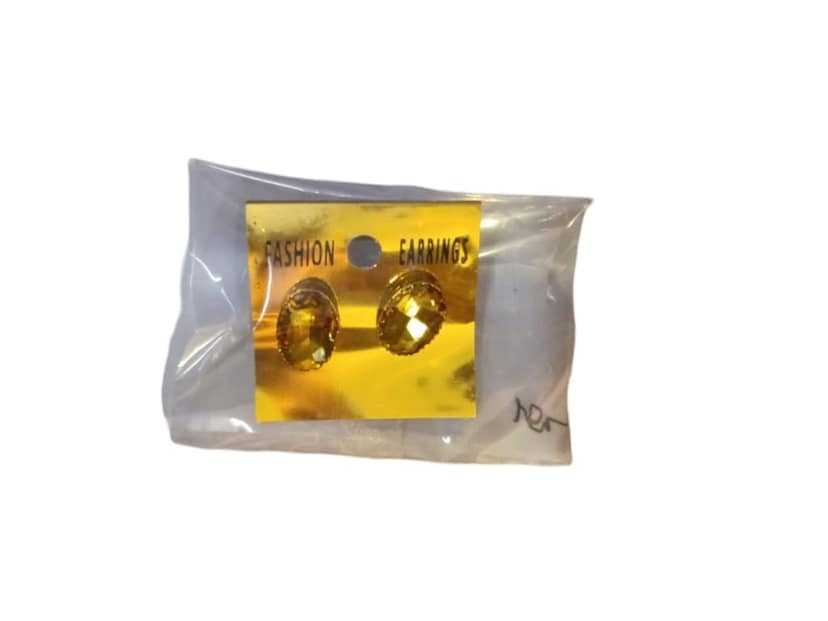 Fashion Earrings - Gold-Plated Oval Rhinestone Studs view 3