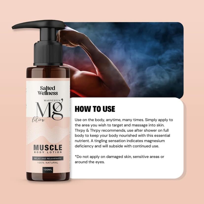 Magnesium Body Lotion 30% | Natural Magnesium Chloride Lotion for Muscle Relaxation, Pain Relief & Glowing Skin | Post-Workout Recovery Lotion | 100ml | Salted Wellness by Thrpy & Thrpy view 4