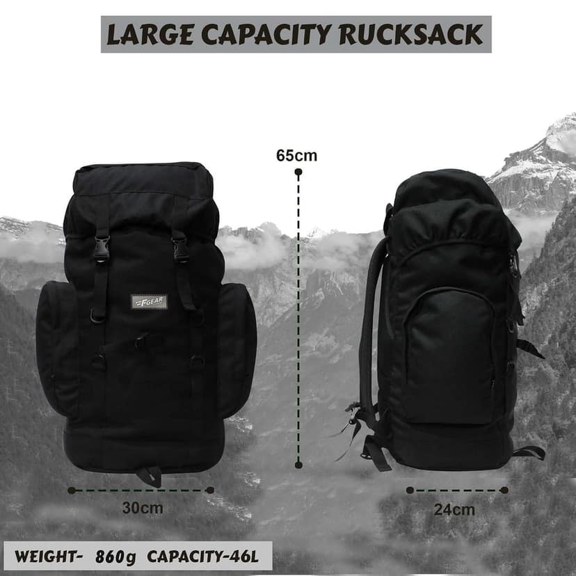 Platoon 46L Large Trekking Backpack with Multi Pocket|Army Military Camo Rucksack Bag for Men Women Boys|Drawstring|Water resistant Light Weight|Hiking Daypack Weekender Camping bag view 2
