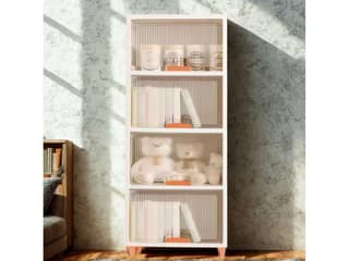 Homeness X-Large Storage Cabinet 45x38x35 CM, Foldable Plastic Almirah for Clothes, Stackable Organizer for Home, Bedroom & Kitchen - White - 4