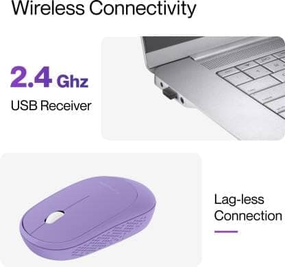 Ambrane Sliq Wireless Optical Mouse (2.4GHz Wireless, Orchid Purple) view 2