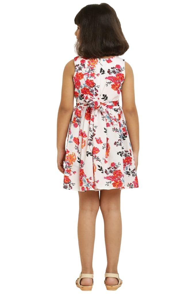 Cute Comfy Red Floral Frock & Dress For Girls. view 3