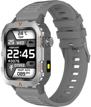 SKYRISE Sports Edition Smartwatch | Heart Rate | Steps | Wireless Charging Smartwatch (Grey Strap, 1.73 Inch Big Sunlight Proof Display)