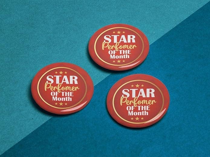 Star Performer Badge Pack Of 10 Round Pin Button Badge For Students Colleges Classes Office Boys Girls Men Women Batches For Bags, Backpack Size-58mm view 3