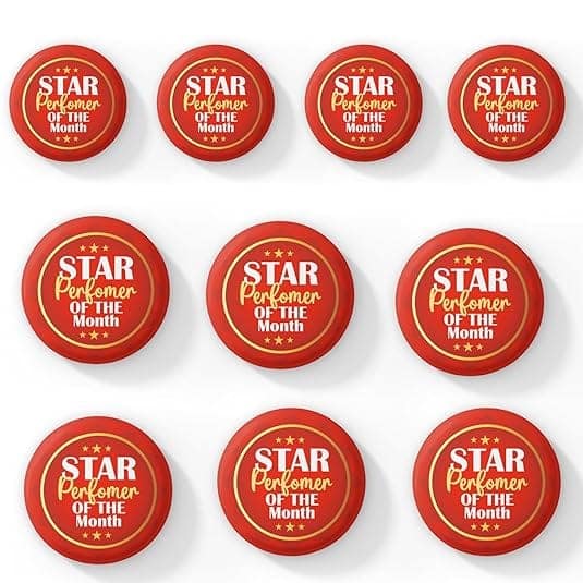 Star Performer Badge Pack Of 10 Round Pin Button Badge For Students Colleges Classes Office Boys Girls Men Women Batches For Bags, Backpack Size-58mm view 4