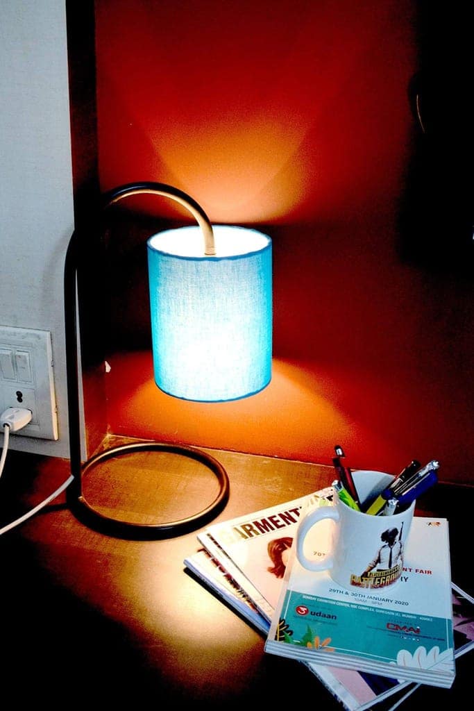 LIGHT ANGLE Fabric Shade Metal Base Table Lamp for Bedroom view 2