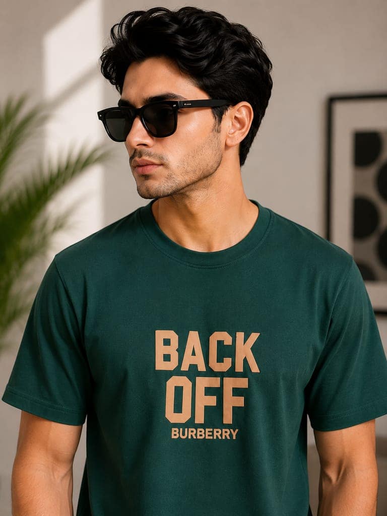 Men's front and back printed cotton halfsleeves round neck tshirt view 3