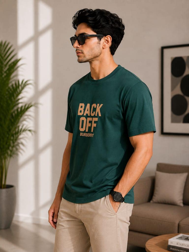Men's front and back printed cotton halfsleeves round neck tshirt view 5