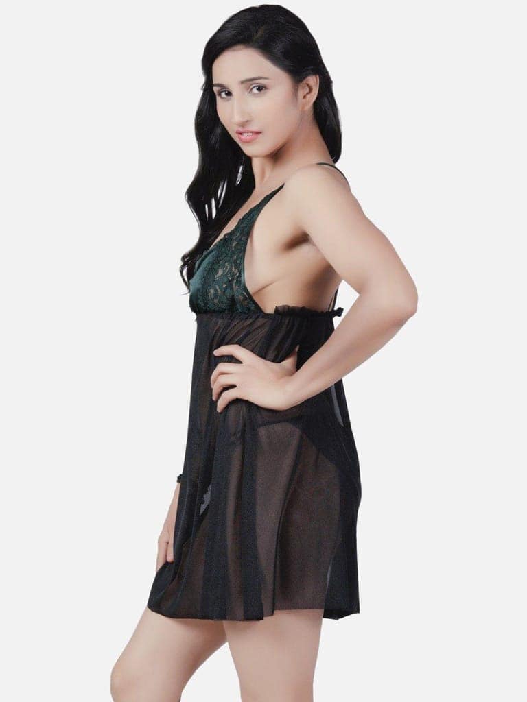 Sexy Net Honeymoon Black Babydoll Bikini Night Dress K1GbK view 2