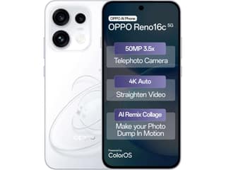 OPPO Reno 16c 5G Smartphone, 12GB RAM, 256GB Storage - Starry White