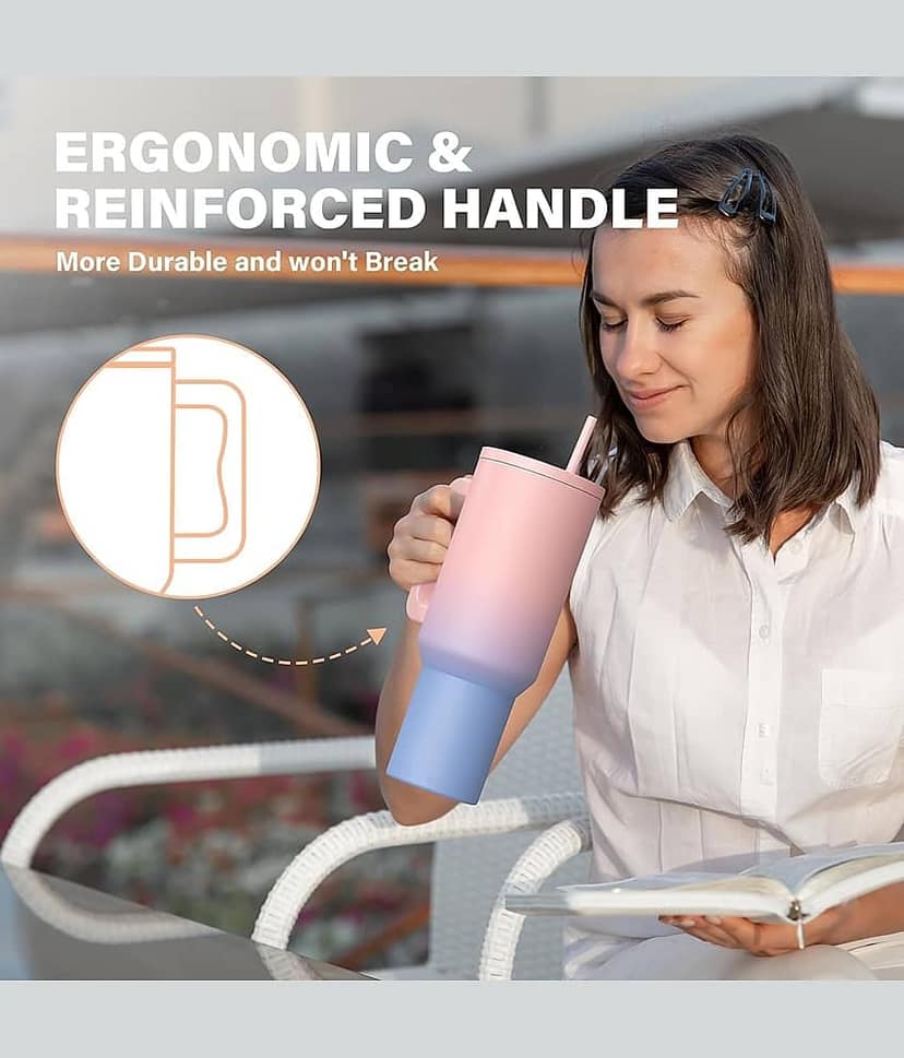 RAMDEV ENTERPRISE Tumbler with Handle and Straw Lid. Multicolor Stainless Steel Sipper Water Bottle 1200 mL ( Set of 1 ) view 2