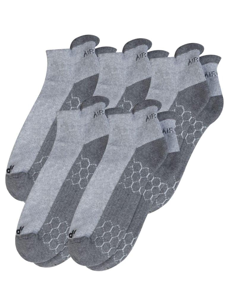AirGarb Compression Sports Performance Socks for Men and Women Ankle Length Cotton Socks Pack of 5 - SPO5G (Free Size) Grey