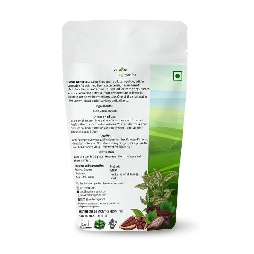 ManHar Organics African Raw Cocoa Butter 1KG Unrefined Organic for Stretch Marks, Face Moisturiser, Hair Lotion, Lip Balms (Cocoa Butter, 1KG) view 2