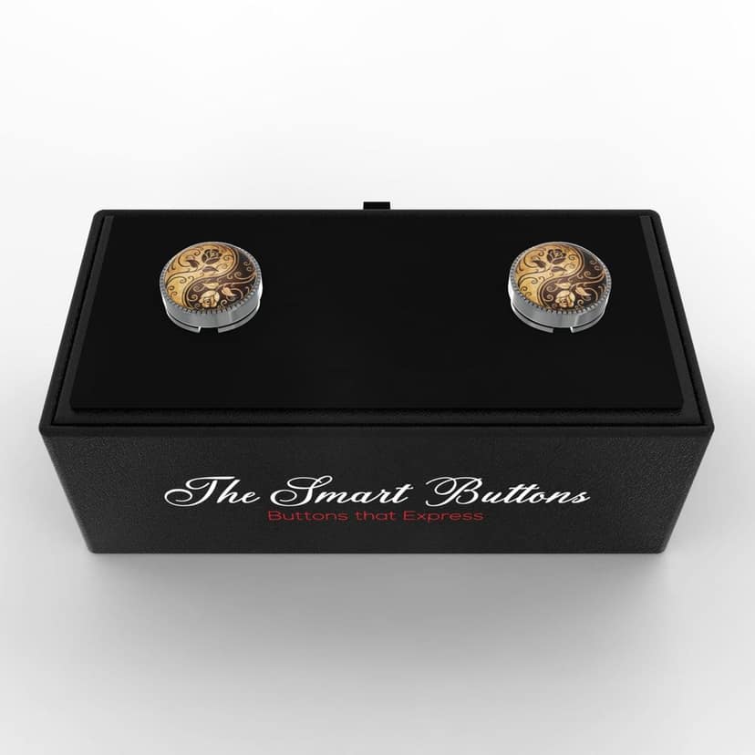 The Smart Buttons - Shirt Button Cover Cufflinks for Men - Ying & Yang Design Pattern view 3