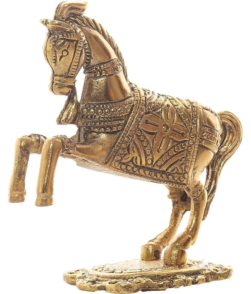 Fashion Bizz Antique Jumping Horse Decorative Showpiece - 11.5 cm