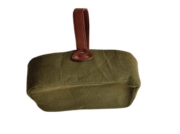 Small Canvas Basket with Brown Leather Handle view 2