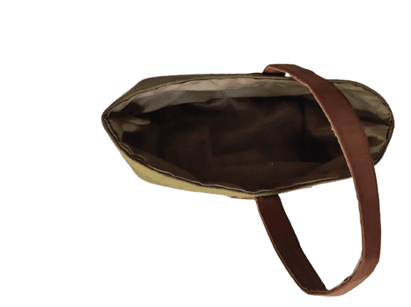 Small Canvas Basket with Brown Leather Handle view 3