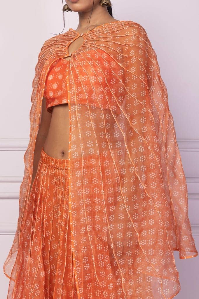 Orange Corded Organza Cape view 3
