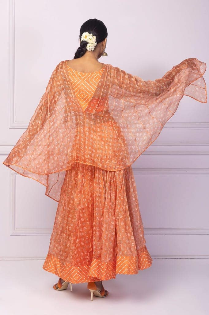 Orange Corded Organza Cape view 4