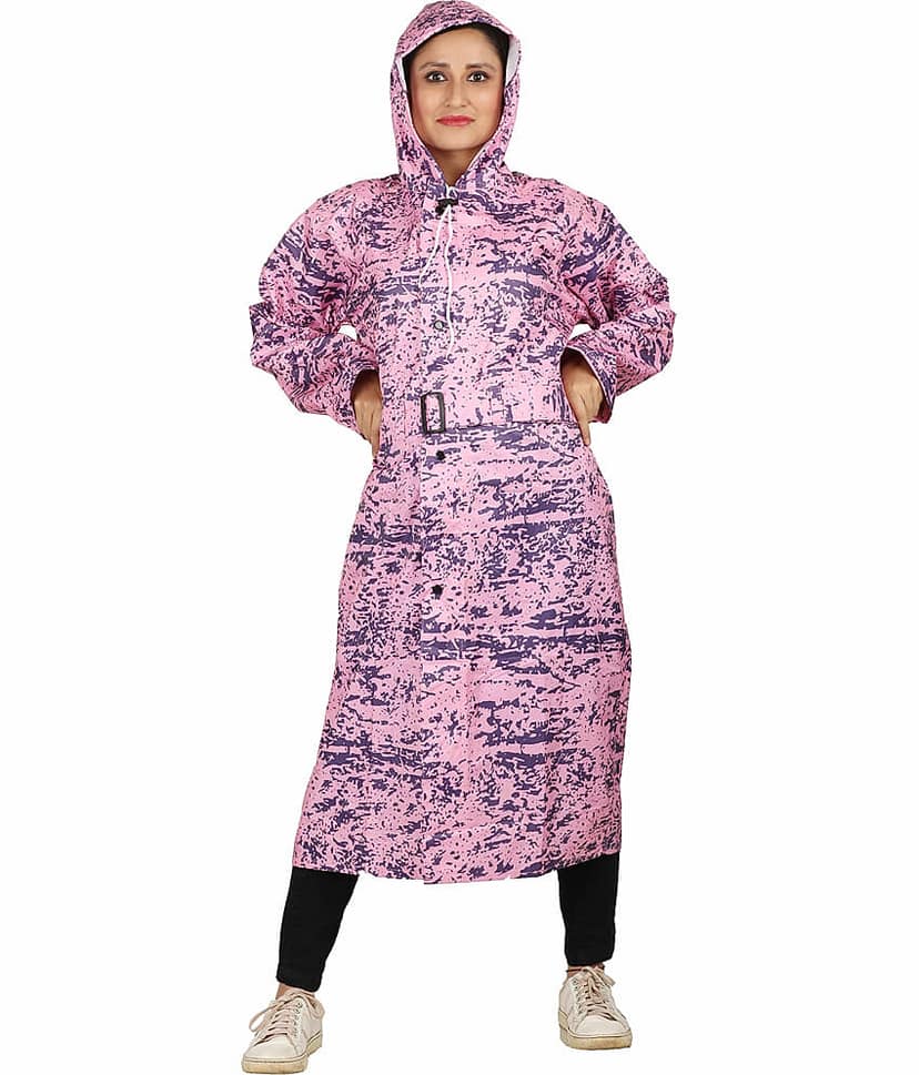 Goodluck Polyester Long Raincoat - Pink