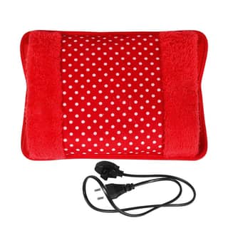 Electric Hot Water Bag with Soft Fleece Cover for Pain Relief - Red Polka Dot