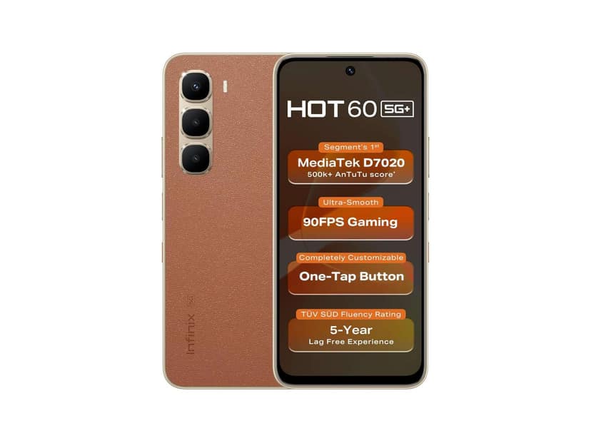 Infinix HOT60 5G Smartphone, 6GB RAM, 128GB Storage - Caramel Glow view 2