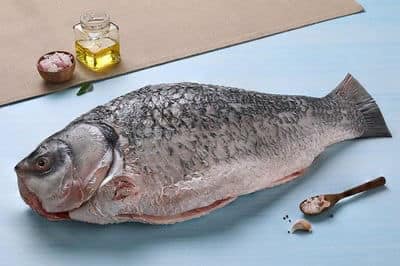 Catla - Whole Cleaned (Descaled,Cleaned, Not Cut In Pieces) - 1kg