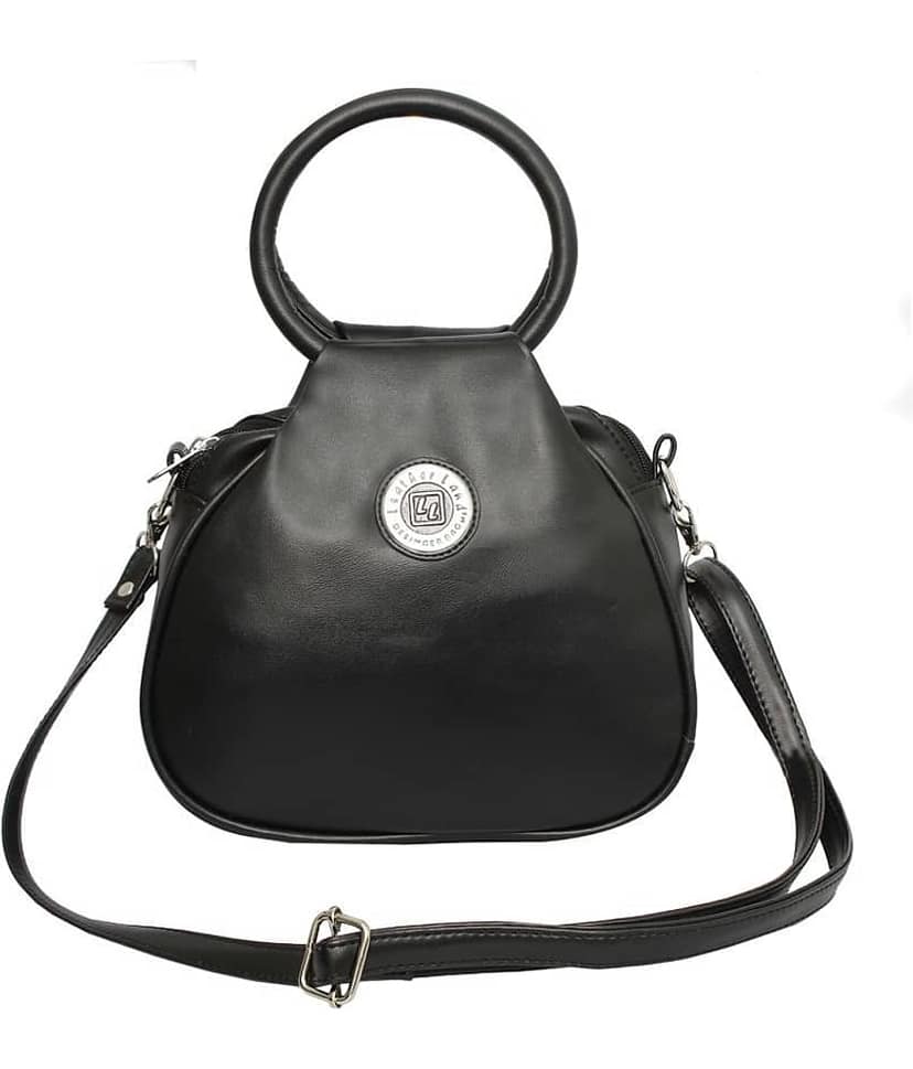 Leather Land Sling Bag Faux Leather Set of 1 ( Black )