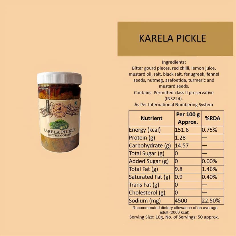 Maa Craft Karela Pickle (Bitter Gourd Achaar) | Traditional Indian Homemade Pickle | Himalayan Crafted | Spicy & Tangy | No Artificial Flavours | 500g view 4