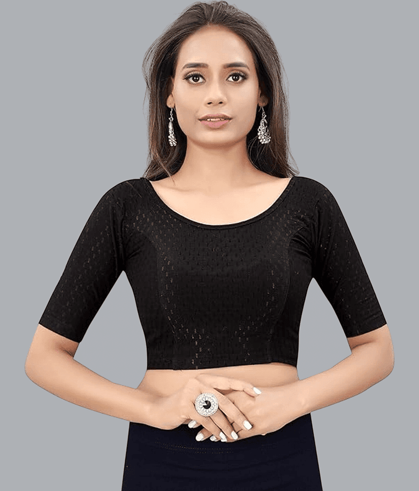 Bulbul Black Readymade without Pad Lycra Women's Blouse ( Pack of 1 )