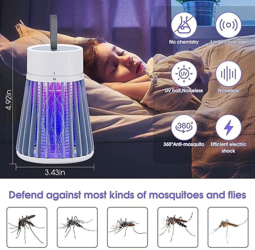 Electric UV Mosquito Killer Lamp 360° Insect Trap Plug-in Bug Zapper for Home view 8