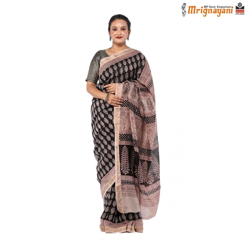 HANDLOOM MAHESHWARI SILK SAREE WITH BLOUSE (SKU - 3I0101170522, SAREE-1065)