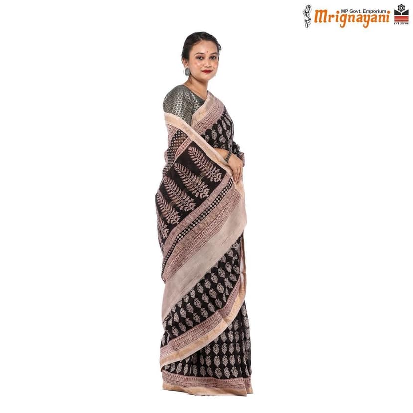 HANDLOOM MAHESHWARI SILK SAREE WITH BLOUSE (SKU - 3I0101170522, SAREE-1065) view 2