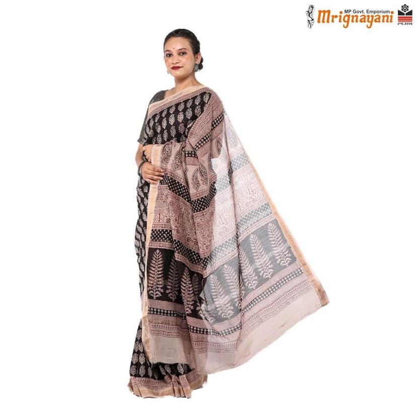 HANDLOOM MAHESHWARI SILK SAREE WITH BLOUSE (SKU - 3I0101170522, SAREE-1065) view 3