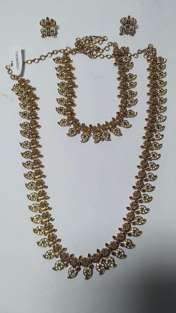 Gold Plated Traditional Indian Necklace Set with Earrings for Women view 2