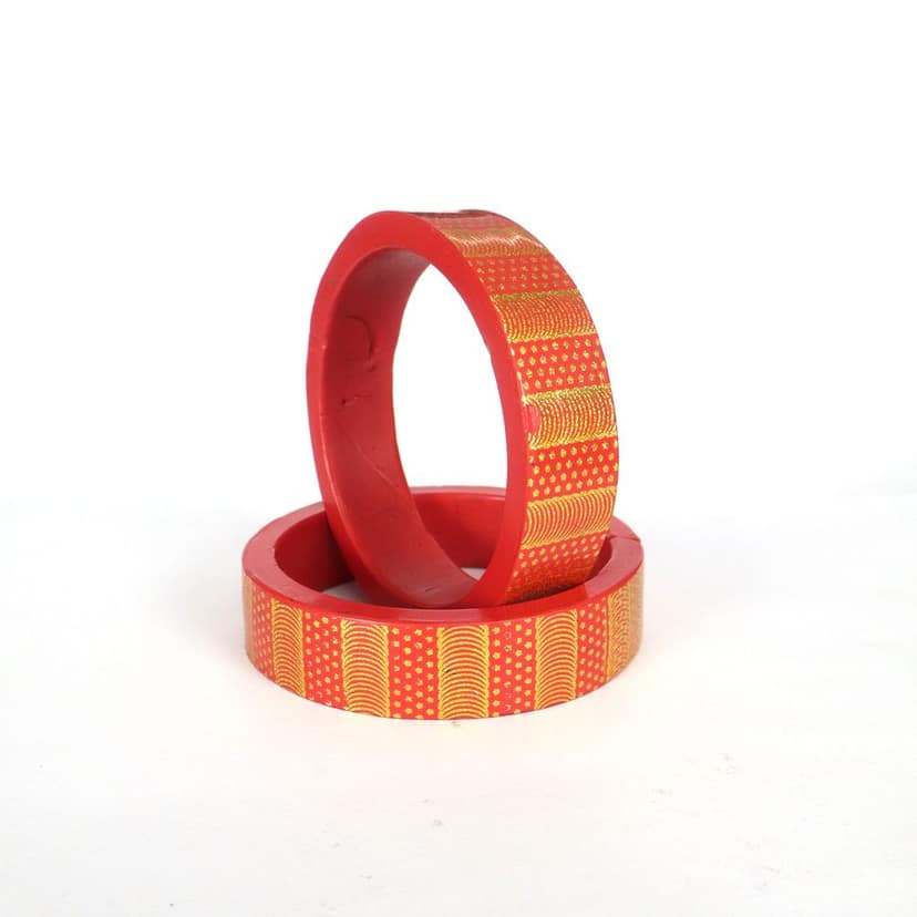 FHS traditional Handmade Lac Bangle - Peach view 3