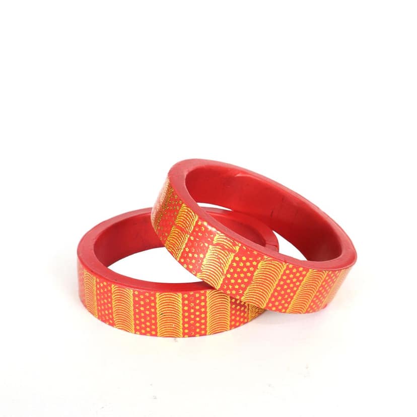FHS traditional Handmade Lac Bangle - Peach view 4