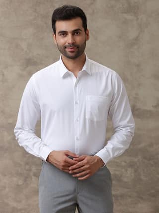 Mens 100% Cotton White Full Sleeves Shirt Luxury Cotton