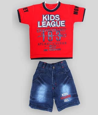 Zadmus Pack of 1 Baby Boys Cotton Blend T-Shirt & Shorts ( Red )