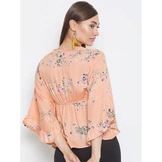 Purys Women Orange Floral Regular Top view 2