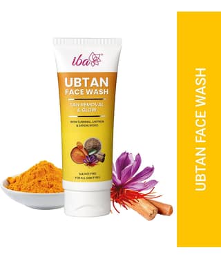 Iba Ubtan Face Wash, 100ml , All Skin Type with Turmeric, Saffron & Sandalwood , Tan Removal & Glow, (Pack of 1)