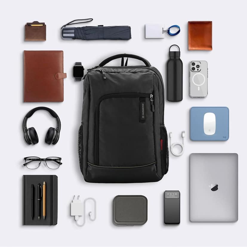 HARISSONS Python 15.6 Inch Semi-Formal Laptop Backpack | Stylish Vegan Leather Detailing | Lightweight 25L Trolley Sleeve Bag for Men & Women | Compact Office & College Backpack view 3