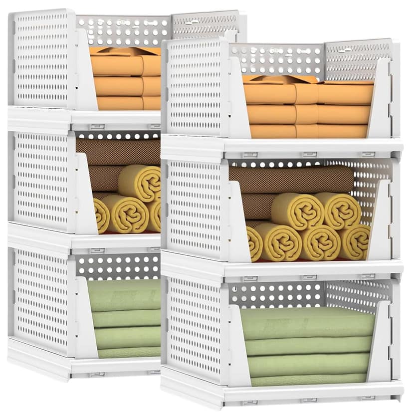 Panchhi Store Wardrobe Organizer for Clothes Cupboard Organizer for Clothes Foldable and Stackable Clothes Organiser for Wardrobe Plastic Shelf Organizer for Shirt T shirt Jeans White