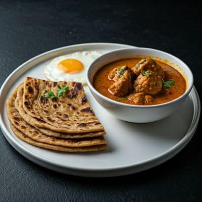 Paratha With Chicken Curry(Boneless), Egg (1 no)