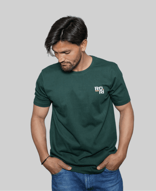 Premium Cotton Men's Classic Series Round Neck Half Sleeve T-Shirt by Rori | Solid Color | Made in India