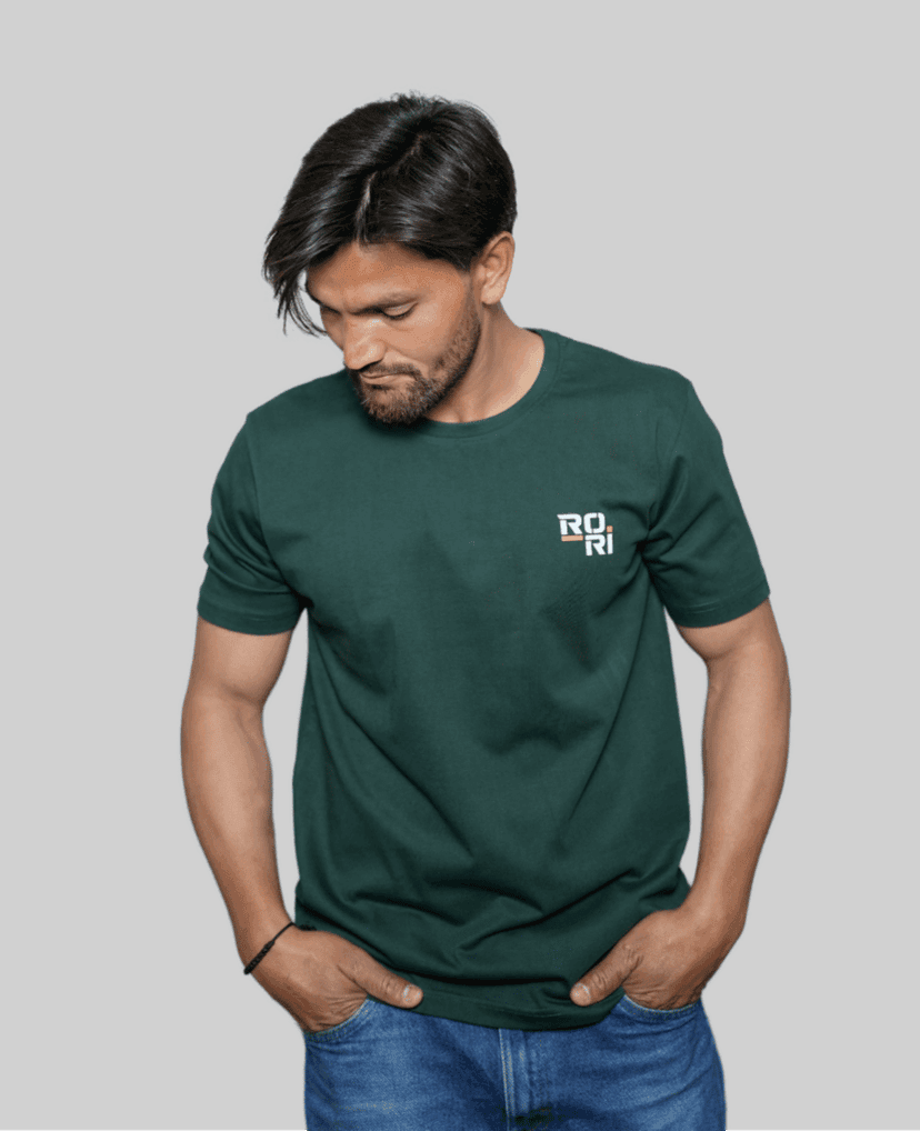 Premium Cotton Men's Classic Series Round Neck Half Sleeve T-Shirt by Rori | Solid Color | Made in India