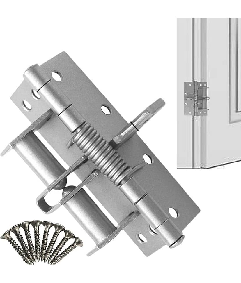 Self Closing Garage Spring Door Hinge Mute Heavy Duty Folding Shelf Hinges Invisible Automatic Door Closer Hinge 90-Degree Positioning Anti-Rust Door Closing Equipment