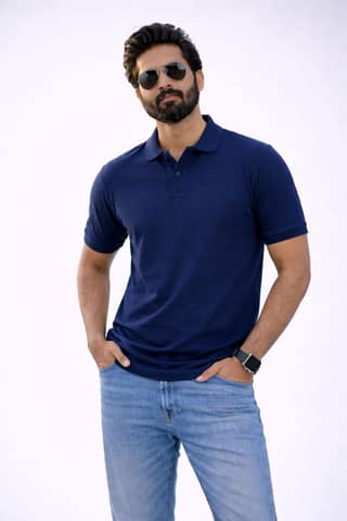 Navy Blue Polo Tees for Men