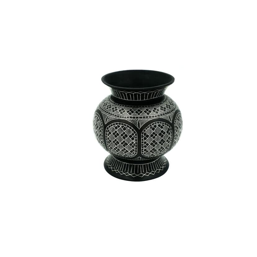 Bidri Suray Wide Face Vase Tarkashi Work